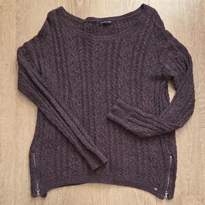American Eagle Outfitters Cable Knit Sweater - Dark Purple